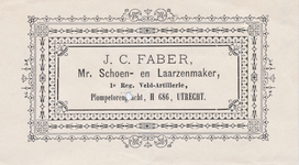 711100 Linkerdeel van een kwitantie van J.C. Faber, Mr. Schoen- en Laarzenmaker, 1e Reg. Veld-Artillerie, ...